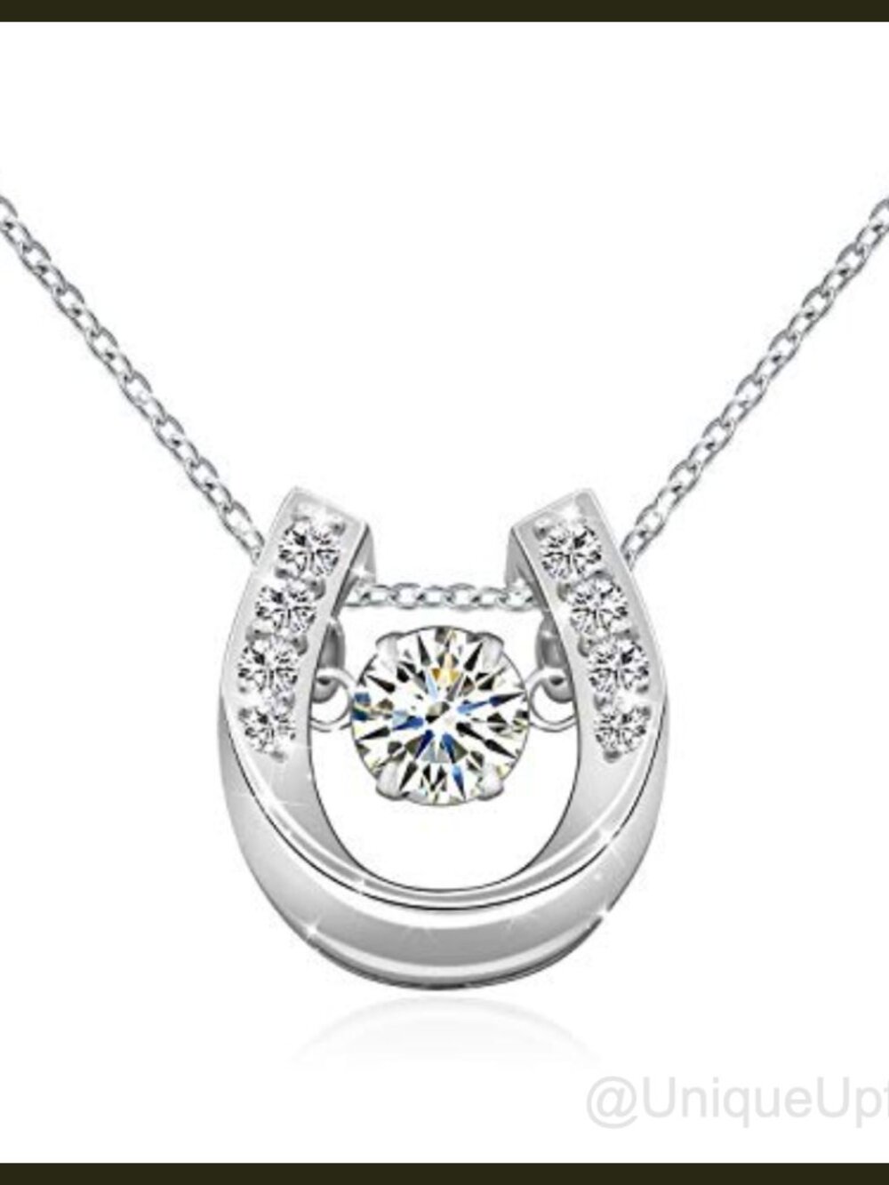 S925 Sterling Silver Lucky Horseshoe U Pendant Necklace Gift for Women